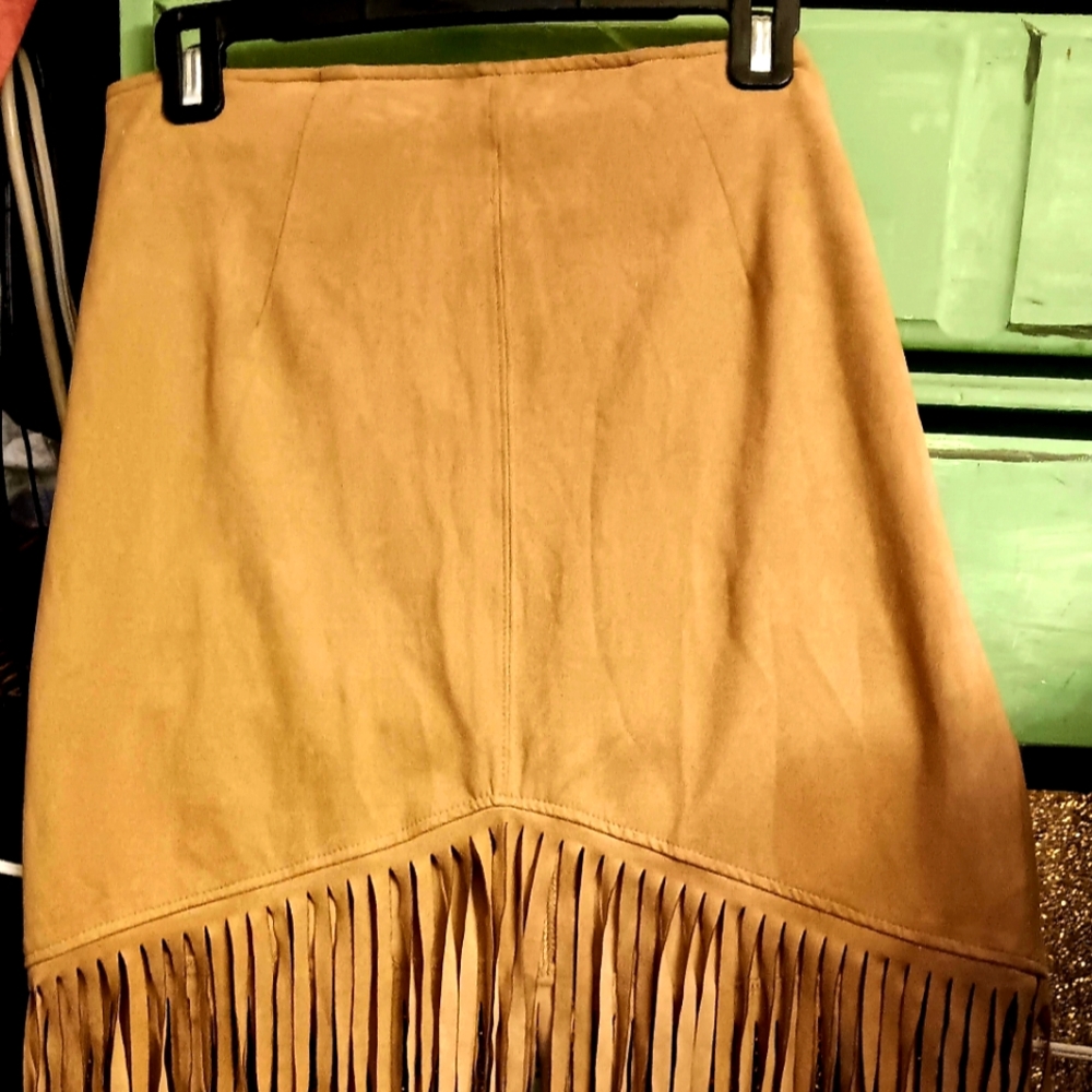 Tan Fringe Skirt